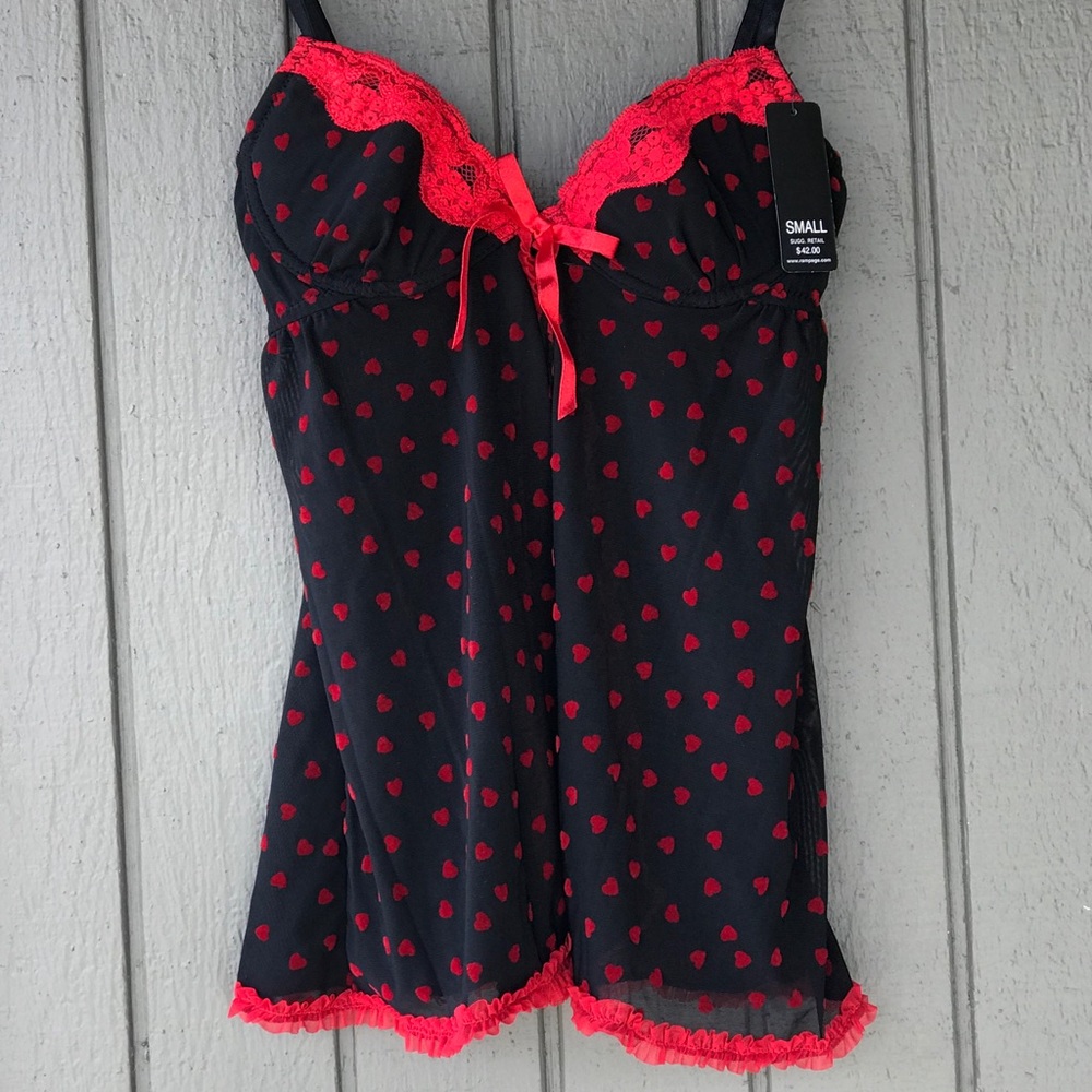 NWT Rampage Open Front Babydoll Lingerie Sz Small